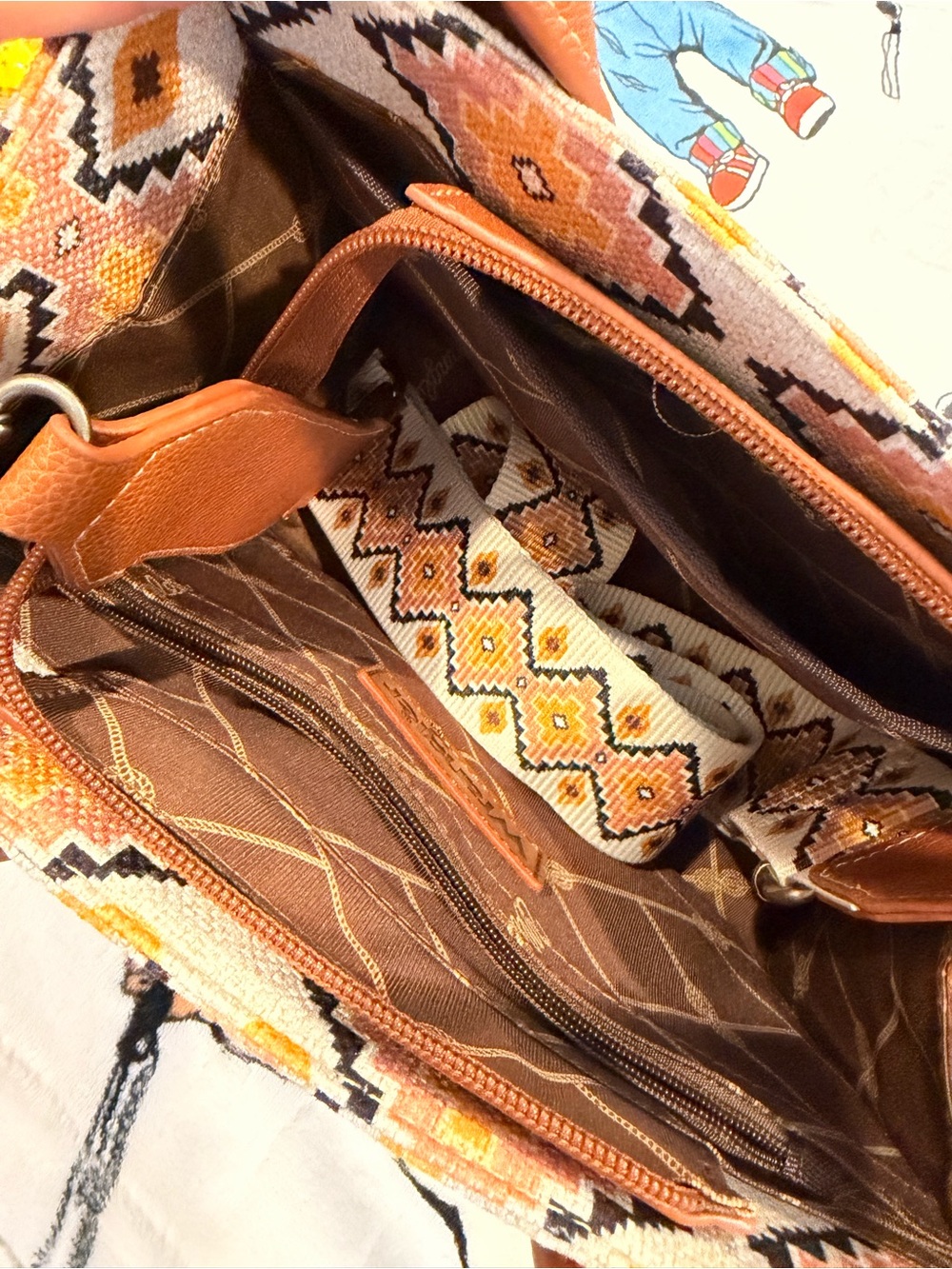 Wrangler Pink, Yellow & Brown Southwestern Tote - Picture 3 of 4